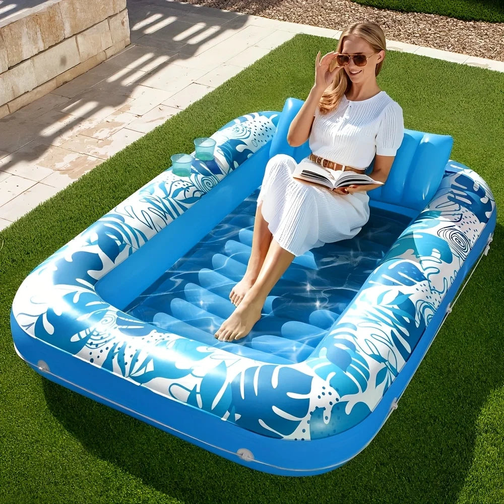 Bubble Beacon Inflatable Pool Float – Extra Large 2-Person Tanning Lounger