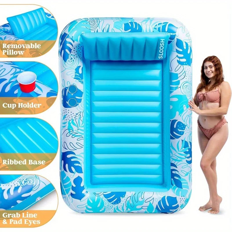 Bubble Beacon Inflatable Pool Float – Extra Large 2-Person Tanning Lounger