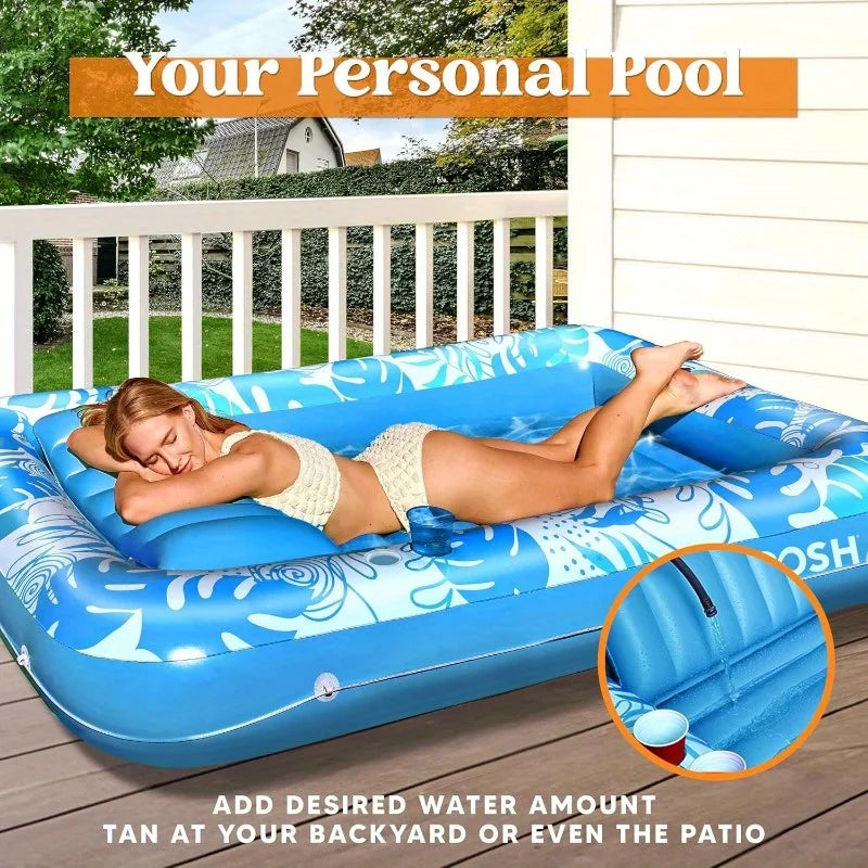 Bubble Beacon Inflatable Pool Float – Extra Large 2-Person Tanning Lounger