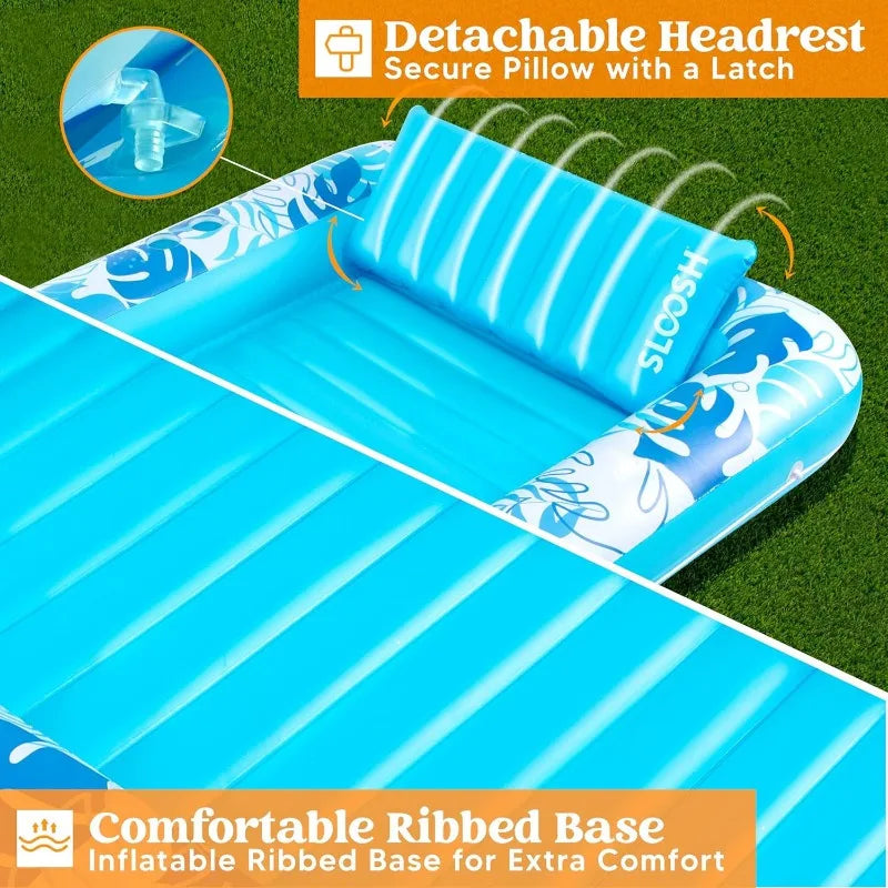 Bubble Beacon Inflatable Pool Float – Extra Large 2-Person Tanning Lounger
